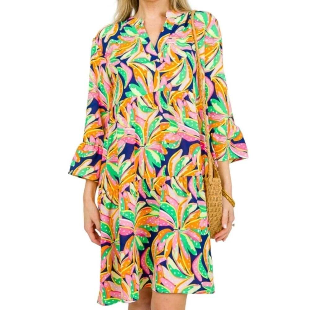 Michelle McDowell Morgan Size Medium Going Bananas Navy Print Mini Dress NWT